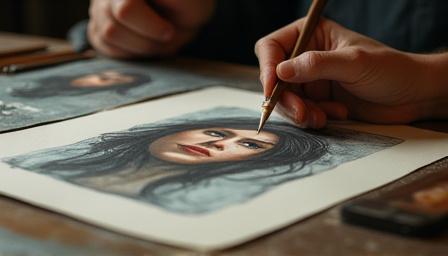 職人の手によって丁寧に作られた美術的な肖像画