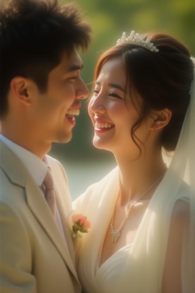 結婚式の自然な瞬間を捉えたポートレート