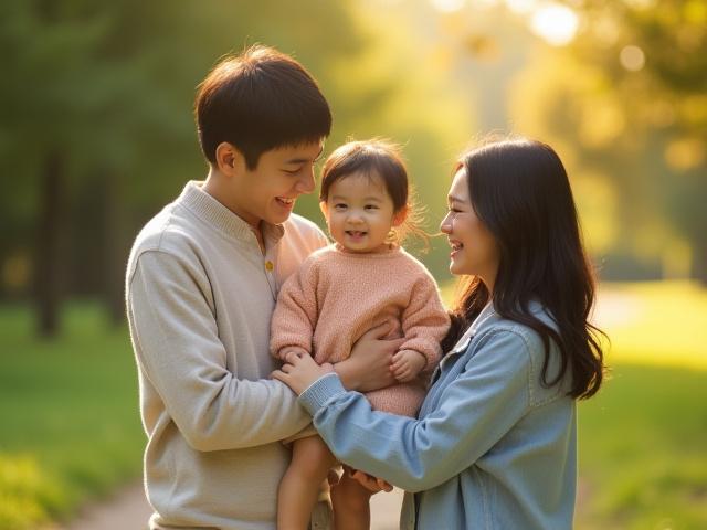 幸せな家族の自然な瞬間を捉えたポートレート