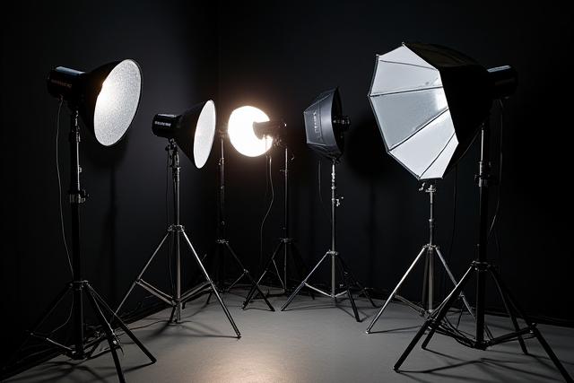 プロの照明機材と撮影小道具が揃った写真スタジオ