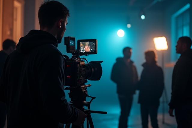 シネマティックな雰囲気のビデオ制作現場