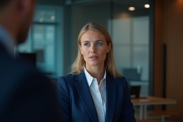 現代的なオフィスでビデオ撮影されている企業幹部